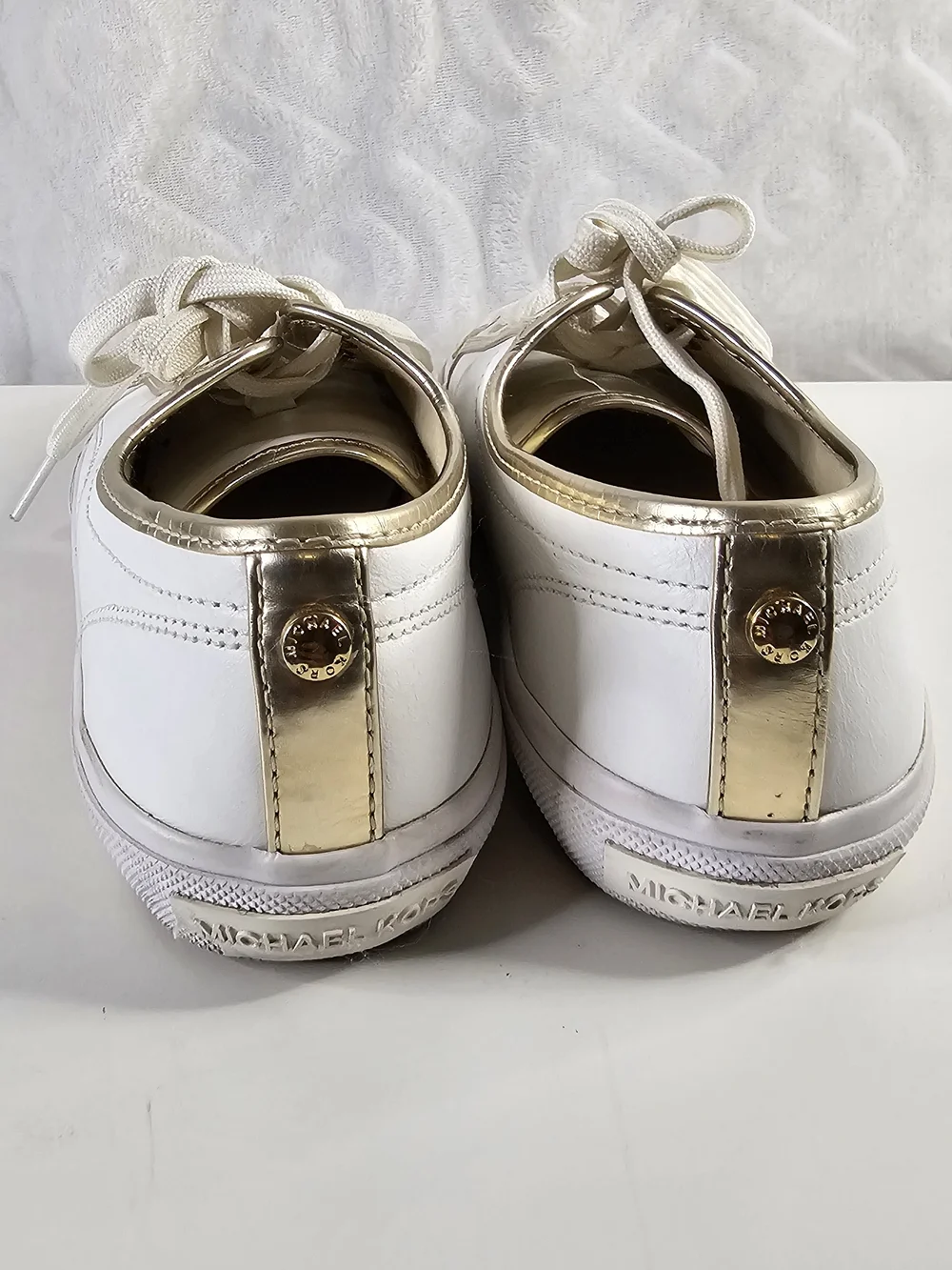 Michael Kors White Sneakers with Gold Accents